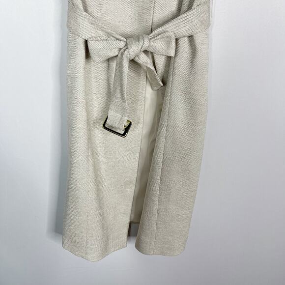 White House Black Market S Cream Sleeveless Long Length Vest Belted Tie Waist - Picture 7 of 13